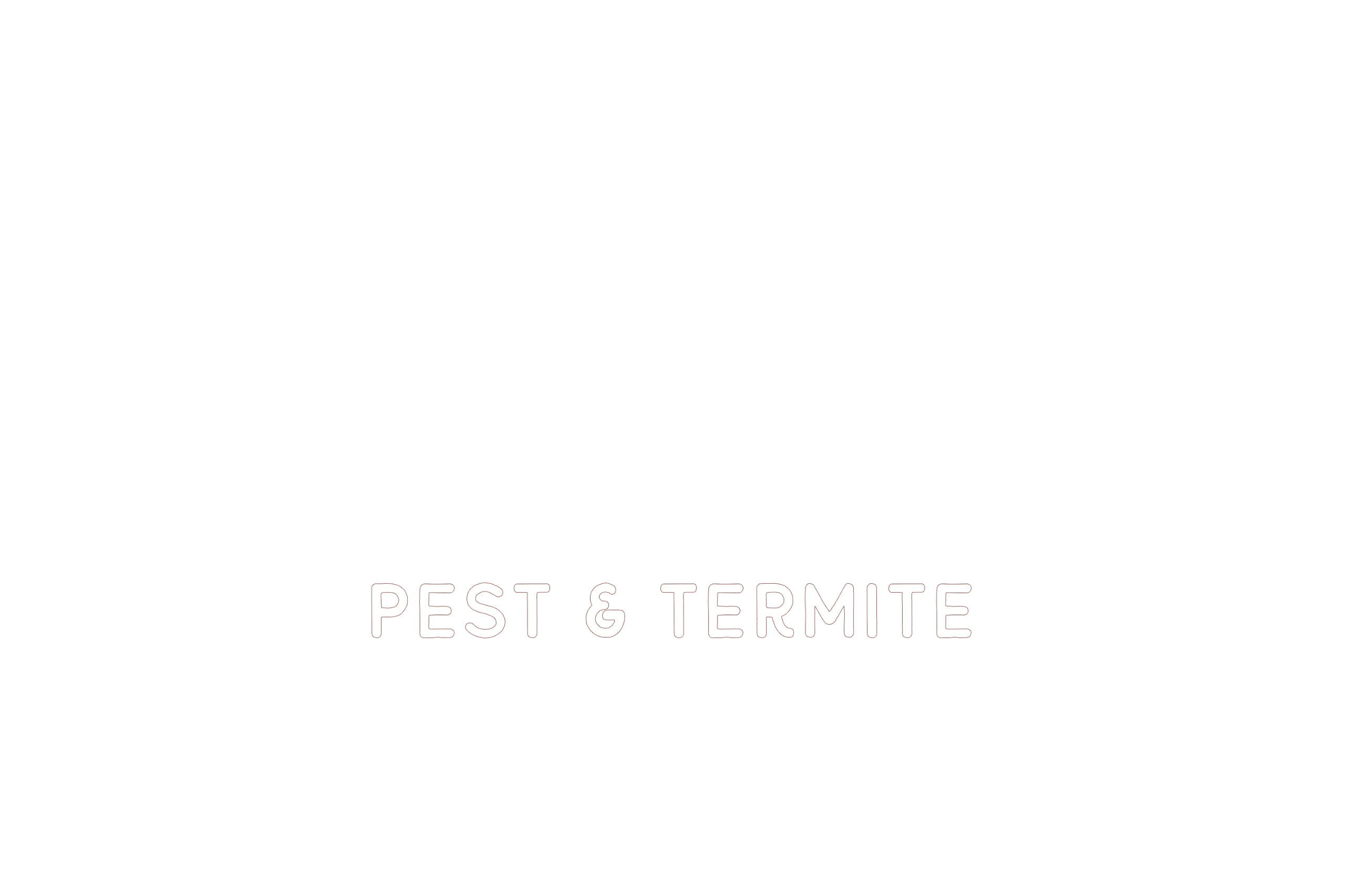 Pest & Termite logo: white stylized mountain graphic and cursive wordmark above PEST & TERMITE on black background