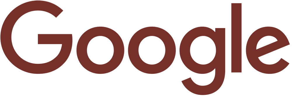 Google wordmark in dark brown on black background, flat brand logo for web and design